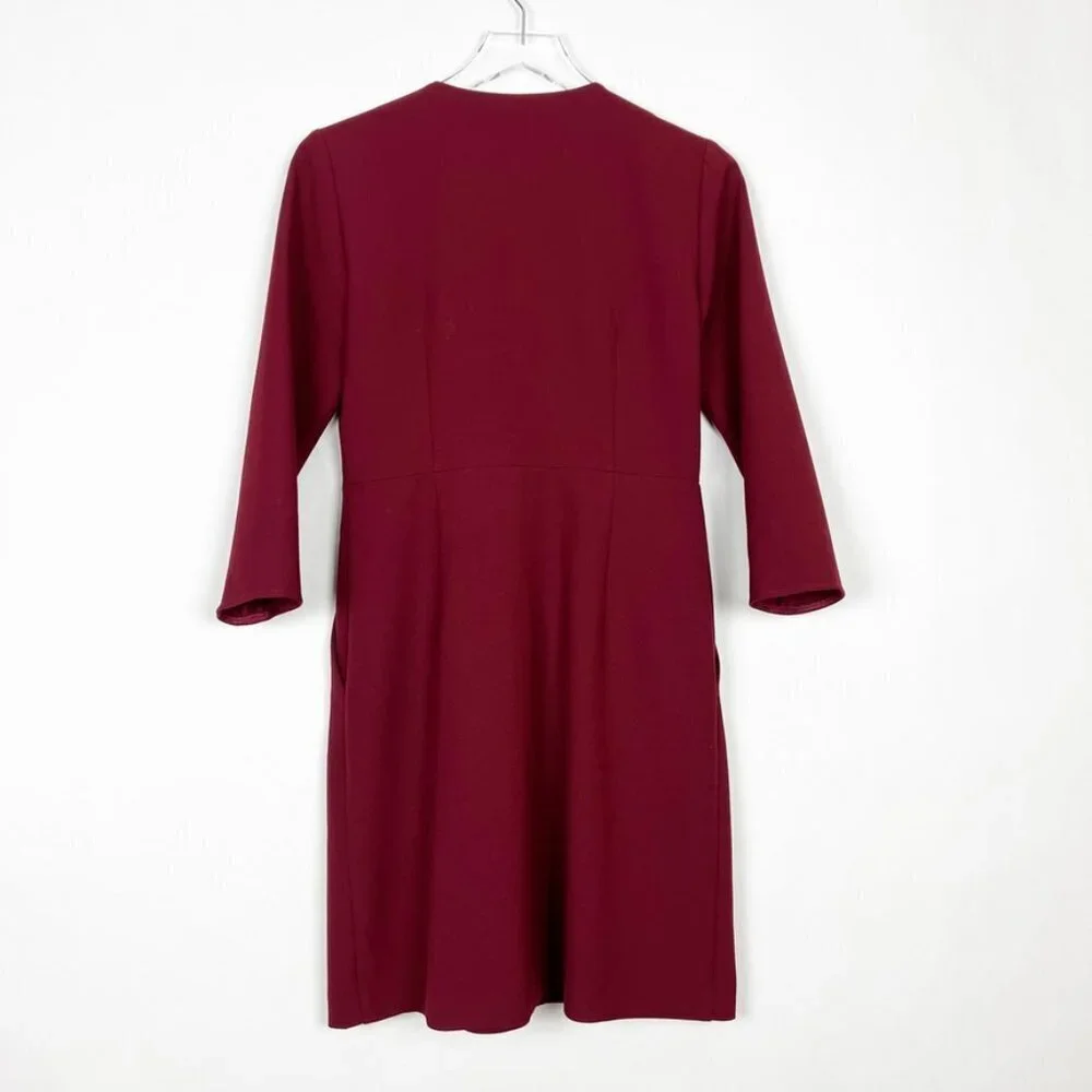 Tara Jarmon Paris Blazer Dress Women's Euro 36 | US 6 Burgundy Tailored Midi - Picture 15 of 16